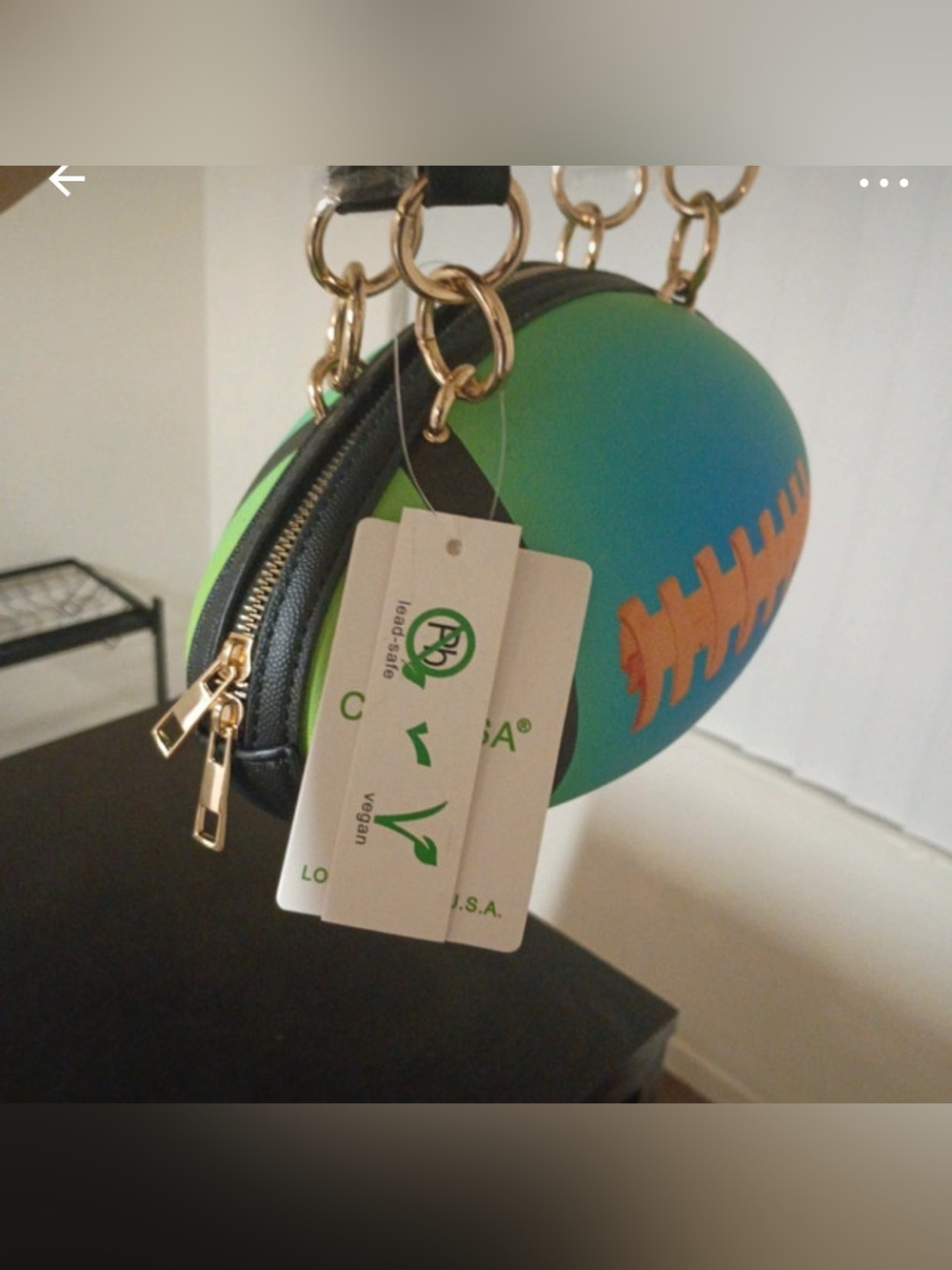 NWT-Rugby Teal & Lime
Whimsical Festival pebble textured football handbag - Picture 3 of 10